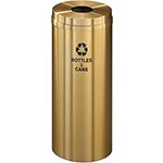 Glaro B1232BE "RecyclePro 1" Receptacle with Round Opening - 12 Gallon Capacity - 12" Dia. x 31" H - Satin Brass