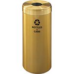 Glaro B1242BE "RecyclePro Value" Receptacle with Round Opening - 15 Gallon Capacity - 12" Dia. x 30" H - Satin Brass