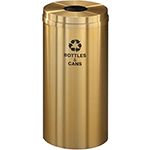 Glaro B1532BE "RecyclePro 1" Receptacle with Round Opening - 16 Gallon Capacity - 15" Dia. x 31" H - Satin Brass