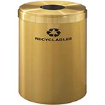 Glaro B2042BE "RecyclePro Value" Receptacle with Round Opening - 41 Gallon Capacity - 20" Dia. x 30" H - Satin Brass
