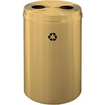 Glaro BC2032BE "RecyclePro 2" Receptacle with Two Round Openings - 33 Gallon Capacity - 20" Dia. x 31" H - Satin Brass