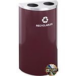 Glaro BC1899 RecyclePro Half Round Receptacle with Two Round Openings - 14 Gallon Capacity - 30" H x 18" W x 9" D - Assorted Colors