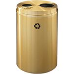 Glaro BW2032BE "RecyclePro 2" Receptacle with Two Round Openings - 33 Gallon Capacity - 20" Dia. x 31" H - Satin Brass