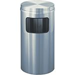 Glaro C1566SA New Yorker Collection Flat Top Trash Can - 10 Gallon Capacity - 15" Dia. x 31" H - Satin Aluminum