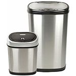 Nine Stars CB-DZT-50-13/12-9 Combo Infrared Touchless Waste Receptacles - (1) 13.2 Gallon and (1) 3.2 Gallon Capacity - Stainless Steel with Black Accents