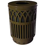 Witt Industries COV40 Covington Collection Classic Trash Can - 40 Gallon Capacity - 24" Dia. x 34 5/8" H - Black, Brown, Green and Silver