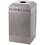 Rubbermaid / United Receptacle DCR24CSM Silhouette Recycling Receptacle - Cans & Bottles - 29 Gallon Capacity - Silver Metallic