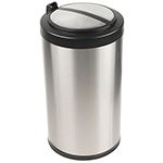 Nine Stars DZT-12-18 Infrared Touchless Waste Receptacle - 3.2 Gallon Capacity - 9 3/5 Dia. x 17 3/8" H - Stainless Steel with Black/Silver Top