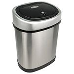 Nine Stars DZT-12-9 Infrared Touchless Waste Receptacle - 3.2 Gallon Capacity - 12" L x 8 2/5" W x 15 1/5" H - Stainless Steel with Black Top