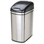 Nine Stars DZT-30-1 Infrared Touchless Waste Receptacle - 7.9 Gallon Capacity - 14 3/5" L x 10 2/5" W x 21 4/5" H - Stainless Steel with Black Top