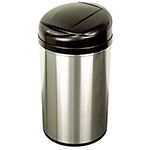 Nine Stars DZT-40-8 Infrared Touchless Waste Receptacle - 10.6 Gallon Capacity - 13 1/5" Dia. x 24 3/8" H - Stainless Steel with Black Top