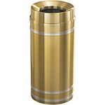 Glaro F1534BE Capri Collection Funnel Top Trash Can - 16 Gallon Capacity - 15" Dia. x 34" H - Satin Brass with Satin Aluminum Bands