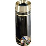 Glaro F1255 Monte Carlo Collection Funnel Top Receptacle - 12 Gallon Capacity - 12" Dia. x 32" H - Satin Brass Accents