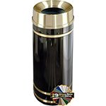 Glaro F1555 Monte Carlo Collection Funnel Top Receptacle - 16 Gallon Capacity - 15" Dia. x 34" H - Satin Brass Accents