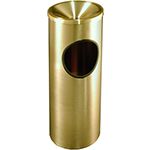 Glaro F192BE Atlantis "All Weather" Collection Ash/Trash Receptacle with Funnel Top - 3 Gallon Capacity - 9" Dia. x 23" H - Satin Brass