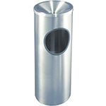 Glaro F192SA New Yorker Collection Ash/Trash Receptacle with Funnel Top - 3 Gallon Capacity - 9" Dia. x 23" H - Satin Aluminum