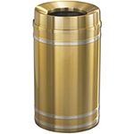 Glaro F2034BE Capri Collection Funnel Top Trash Can - 33 Gallon Capacity - 20" Dia. x 36" H - Satin Brass with Satin Aluminum Bands