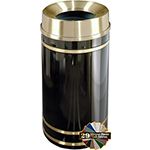 Glaro F2055 Monte Carlo Collection Funnel Top Waste Receptacle - 33 Gallon Capacity - 20" Dia. x 36" H - Satin Brass Accents