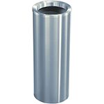 Glaro F924SA New Yorker Collection Funnel Top Receptacle - 6 Gallon Capacity - 9" Dia. x 23" H - Satin Aluminum