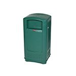Rubbermaid FG9P9000DGRN Plaza Jr. Container - 35 Gallon Capacity - 21.44" L x 20.31" W x 41.06" H - Dark Green in Color