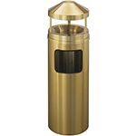 Glaro H1203BE Atlantis "All-Weather" Collection Canopy Top Receptacle with Sand Tray - 6 Gallon Capacity - 12" Dia. x 39" H - Satin Brass