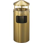 Glaro H1503BE Atlantis "All-Weather" Collection Canopy Top Receptacle with Sand Urn - 10 Gallon Capacity - 15" Dia. x 39" H - Satin Brass