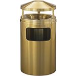 Glaro H2003BE Atlantis "All-Weather" Collection Canopy Top Receptacle with Sand Urn - 17 Gallon Capacity - 20" Dia. x 42" H - Satin Brass