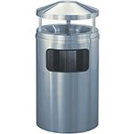 Glaro H2003SA New Yorker Collection Canopy Top Receptacle with Sand Urn - 17 Gallon Capacity - 20" Dia. x 42" H - Satin Aluminum