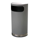 Imprezza HR9SMPL Side Entry Half Round Waste Can - 9 Gallon Capacity - 18" W x 32" H x 9" D - Silver Metallic Body with Chrome Base