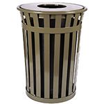 Witt Industries M3601 Oakley Collection Slatted Waste Receptacle - 36 Gallon Capacity -  28" dia x 36" H  - Silver, Black, Brown, and Green
