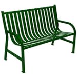 Witt Industries M4-BCH Oakley Collection Slatted Metal Bench - 48" W x 24" D x 34" H - Brown, Black and Green