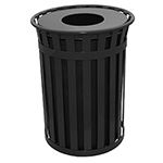 Witt Industries M5001 Oakley Collection Slatted Waste Receptacle - 50 Gallon Capacity -  28" dia x 36" H  - Silver, Black, Brown, and Green