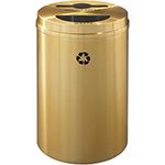 Glaro MT2032BE "RecyclePro 2" Receptacle with Multi-Purpose and Half Round Openings - 33 Gallon Capacity - 20" Dia. x 31" H - Satin Brass