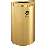 Glaro P1899VBE RecyclePro Value Half Round Receptacle with Slot Opening - 16 Gallon Capacity - 30" H x 18" W x 9" D - Satin Brass