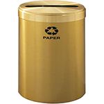 Glaro P2042BE "RecyclePro Value" Receptacle with Slot Opening - 41 Gallon Capacity - 20" Dia. x 30" H - Satin Brass