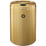 Glaro PC2032BE "RecyclePro 2" Receptacle with Paper Slot and Round Opening - 33 Gallon Capacity - 20" Dia. x 31" H - Satin Brass