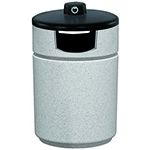 Witt Industries RLC-2641SHAB Poly Lite Crete Round Side Load with Hide-A-Butt Ash Urn Trash Can - 60 Gallon Capacity - 26" Dia. x 41" H - Graystone, Whitestone or Sandstone
