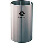 Glaro RO1223SA RecyclePro Wastebasket - 11 Gallon Capacity - 12" Dia. x 23" H - Satin Aluminum