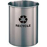 Glaro RO66SA RecyclePro Wastebasket - 5 Gallon Capacity - 10" Dia. x 15" H - Satin Aluminum