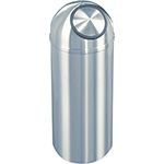 Glaro S1230SA New Yorker Collection Dome Top Receptacle - 8 Gallon Capacity - 12" Dia. x 30" H - Satin Aluminum