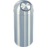 Glaro S1530SA New Yorker Collection Dome Top Receptacle - 12 Gallon Capacity - 15" Dia. x 30" H - Satin Aluminum