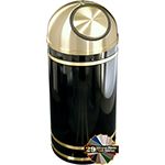 Glaro S1555 Monte Carlo Collection Dome Top Receptacle - 16 Gallon Capacity - 15" Dia. x 36" H - Satin Brass Accents