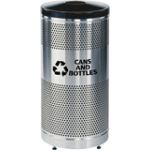 Rubbermaid / United Receptacle Howard Classic S3SSG-BK 5" Diameter Recycling Open Top - Stainless Steel Body / Black Top - Perforated Steel Waste Receptacle - 25 gallon capacity - 18" Dia. x 35.5" H