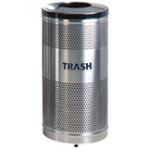 Rubbermaid / United Receptacle Howard Classic S3SST-BK Stainless Steel/Black Powder Coat Top Perforated Steel Waste Receptacle - 25 gallon capacity - 18" Dia. x 35.5" H