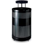 Rubbermaid / United Receptacle Howard Classic S55ETWS-BK Perforated Steel Waste Receptacle with Weather Shield - 51 gallon capacity - 25" Dia. x 47" H