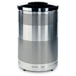 Rubbermaid / United Receptacle Howard Classic S55SST-BK Stainless Steel/Black Powder Coat Top Perforated Steel Waste Receptacle - 51 gallon capacity - 25" Dia. x 35.5" H
