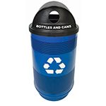 Witt Industries SC55-02-BS Stadium Series Recycling Receptacle with Hood Top and 2 Hole Openings - 23.5" Dia. x 49" H - 55 Gallon Capacity