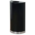 Rubbermaid / United Receptacle SO1220B Designer Line Open Top Half Round Garbage Can - 12 Gallon Capacity - 18" W x 32" H x 9" D - Black/Chrome