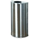 Rubbermaid / United Receptacle SO12SSS Designer Line Open Top Half Round Trash Can - 12 Gallon Capacity - 18" W x 32" H x 9" D - Satin Stainless Steel