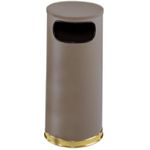 Rubbermaid / United Receptacle SO17SBBR Crowne Collection Waste Receptacle - 15 Gallon Capacity - 15" Dia. x 33.5" H - Disposal Opening is 11" W x 5" H - Brown Body with Brass Accents